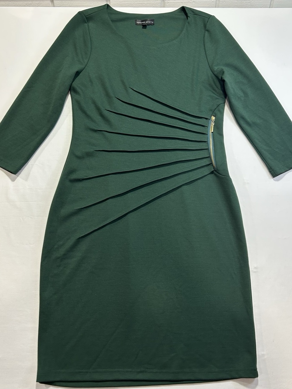 Spenser Jeremy Emerald Green Pleated Sheath Dress 10